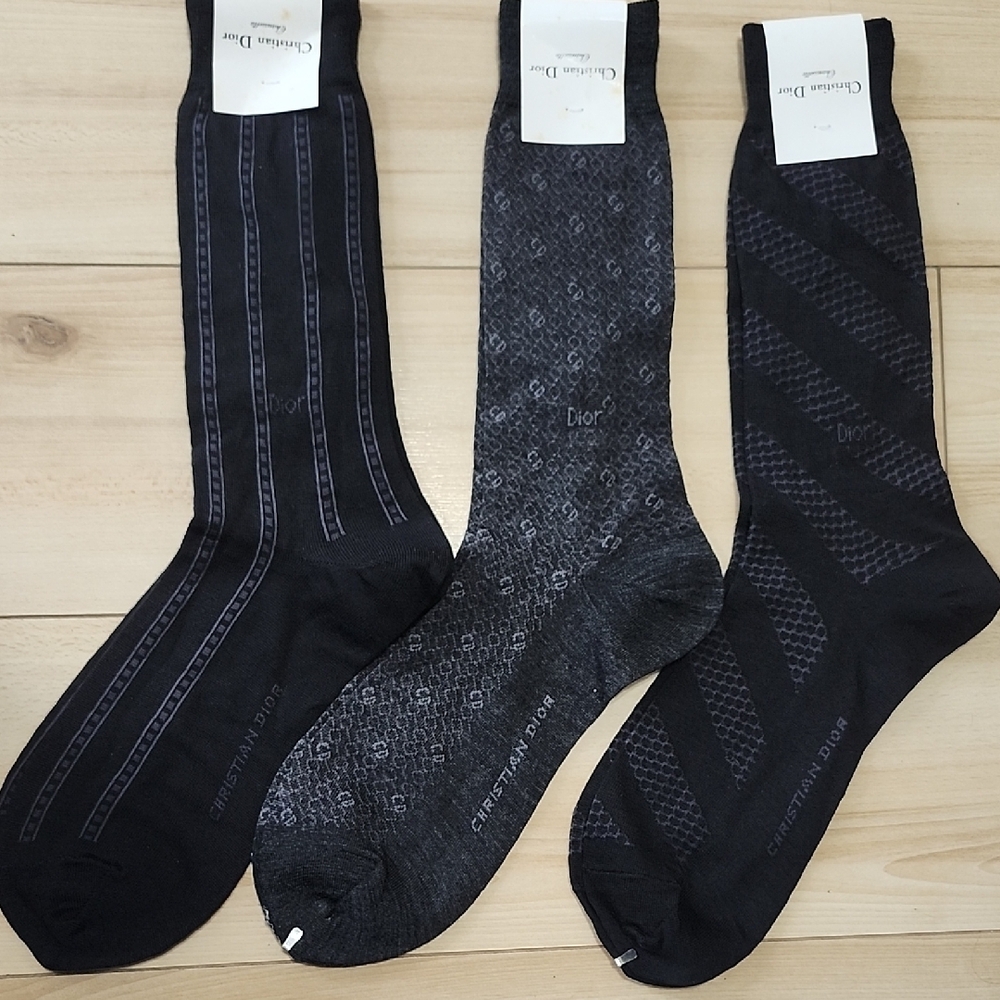 Dior Men's Black Socks Qty 3